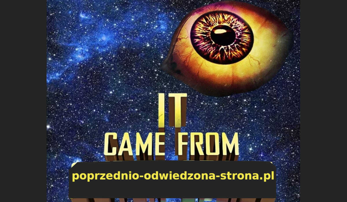 Przerobiony plakat filmu pokazujący wielkie oko w kosmosie, a pod nim napis mówiący po angielsku: 'To przybyło z poprzednio-odwiedzona-strona.pl'.