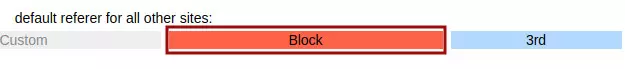 Zaznaczona opcja Block w opcjach Referer Controla.