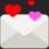 Ikona emoji pokazująca kopertę z unoszącymi się nad nią trzema sercami