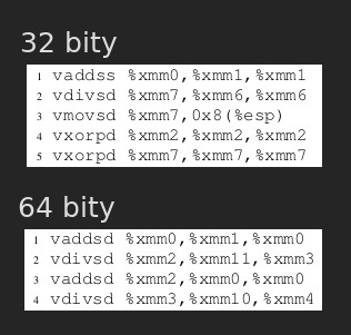 Zrzut ekranu pokazujący dwa zestawy komend czytelnych dla komputera. Mają enigmatyczne nazwy, takie jak 'vaddss'. Widać, że w zestawie drugim jest mniej komend.