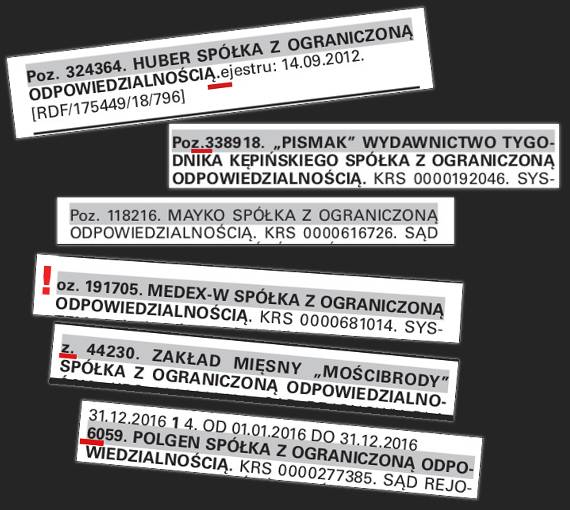 Kilka przykładów błędów w nagłówkach, oznaczonych czerwonym kolorem. Brakujący numer wpisu na początku, nagłówek zapisany niepogrubionym tekstem, tekst częściowo zakryty innymi słowami.