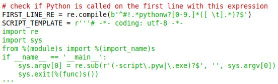 Fragment skryptu Pythona, pokazujący szablon skryptu z miejscami do uzupełnienia