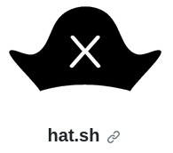 Logo programu hat.sh, pokazujące czarny piracki kapelusz z literką X pośrodku.