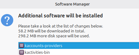 Zrzut ekranu pokazujący komunikat z informacją o brakujących pakietach, które należy pobrać.