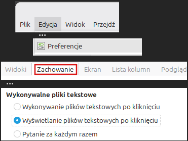 Kolaż pokazujący krok po kroku elementy, jakie należy kliknąć, żeby zawsze domyślnie wyświetlać pliki