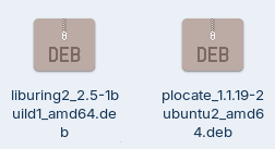 Dwa pliki DEB wewnątrz menedżera plików