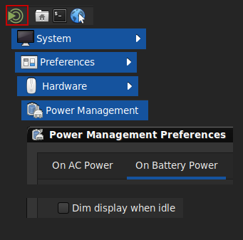 Kolaż pokazujący różne okna, jakie należy kliknąć, żeby wyłączyć przyciemnanie ekranu na Porteuksie