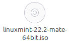 Zrzut ekranu pokazujący plik ISO z Mintem. Jego ikonka wygląda jak płyta CD